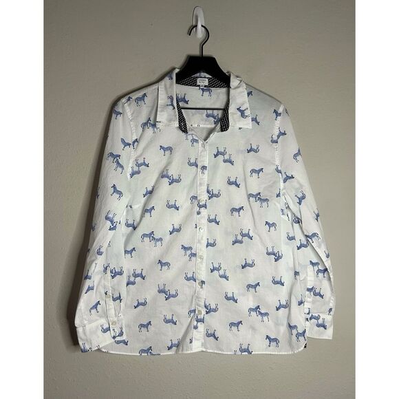 Crown & Ivy Women’s Zebra Print Button Down Shirt - Picture 1 of 11